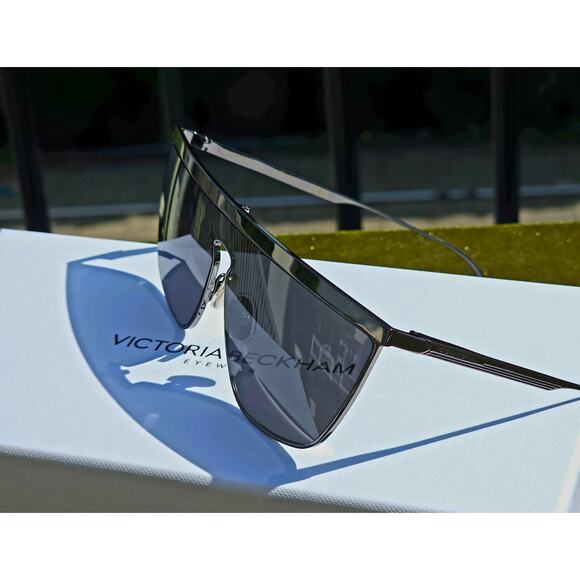 Victoria Beckham VB245S 046 Shield Sunglasses – Dark Ruthenium & Grey NIB main image 8